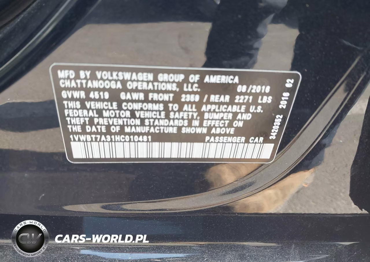 2017 Volkswagen Passat 1.8T Se VIN:1VWBT7A31HC010481 - 9