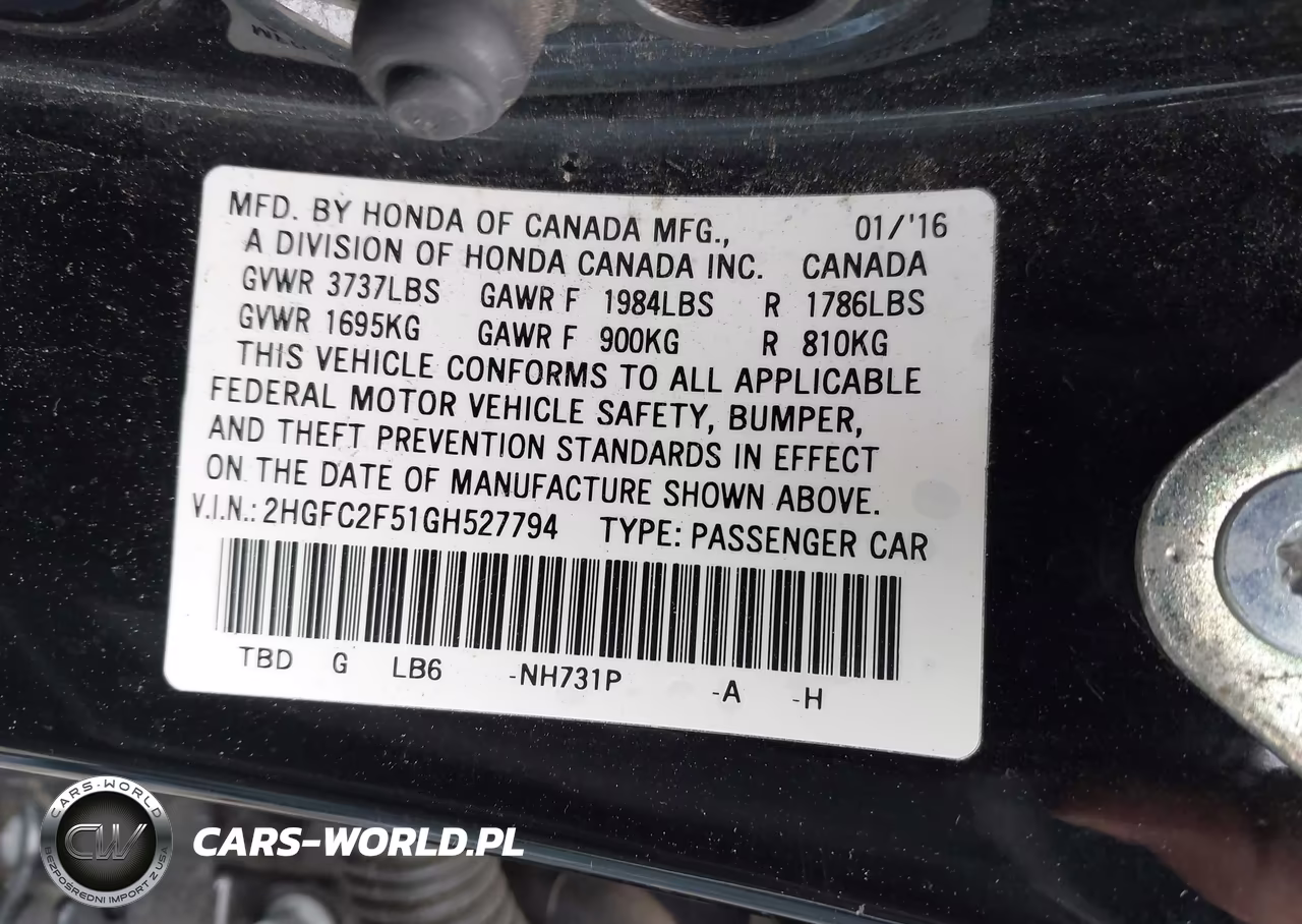 2016 Honda Civic Lx VIN:2HGFC2F51GH527794 - 9