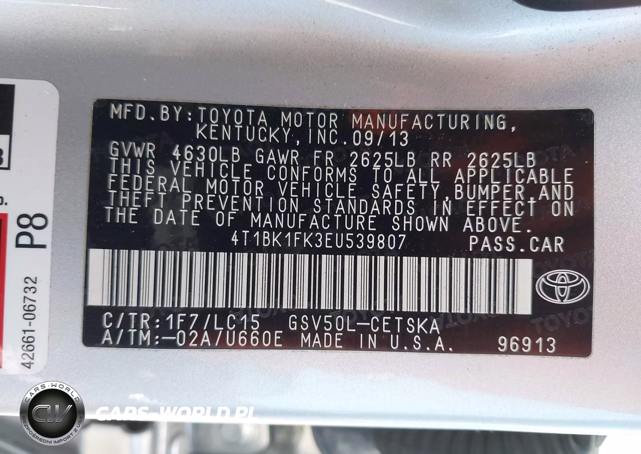 2014 Toyota Camry Se V6 VIN:4T1BK1FK3EU539807 - 9
