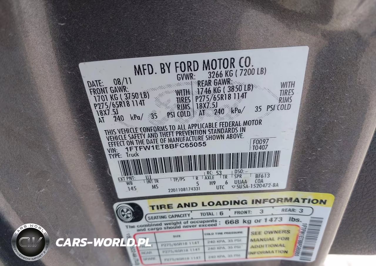 2011 Ford F-150 Xlt VIN:1FTFW1ET8BFC65055 - 9