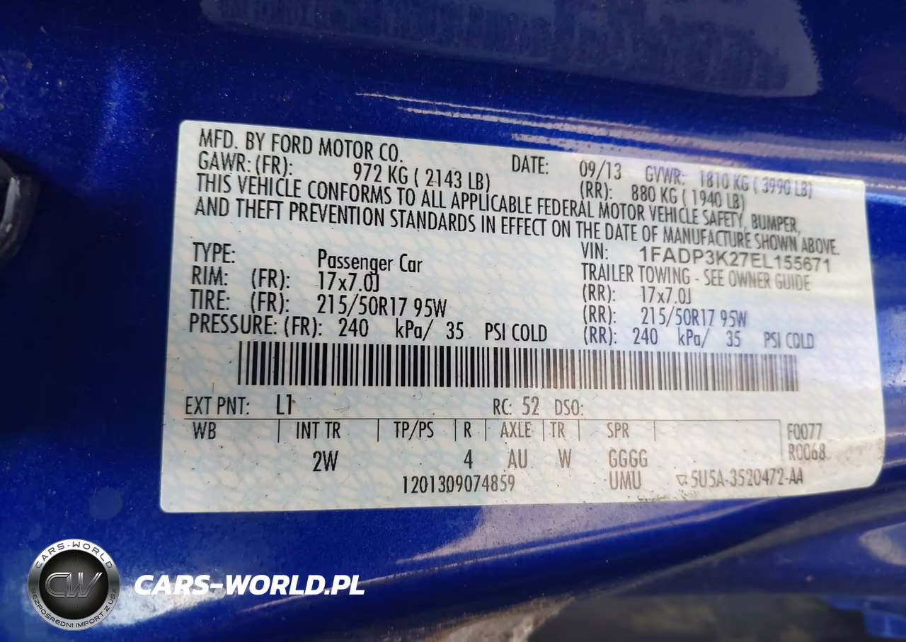 2014 Ford Focus Se VIN:1FADP3K27EL155671 - 9