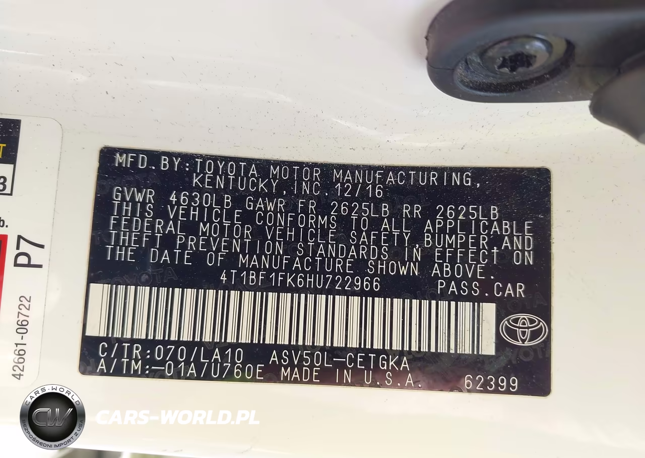 2017 Toyota Camry Xle VIN:4T1BF1FK6HU722966 - 9