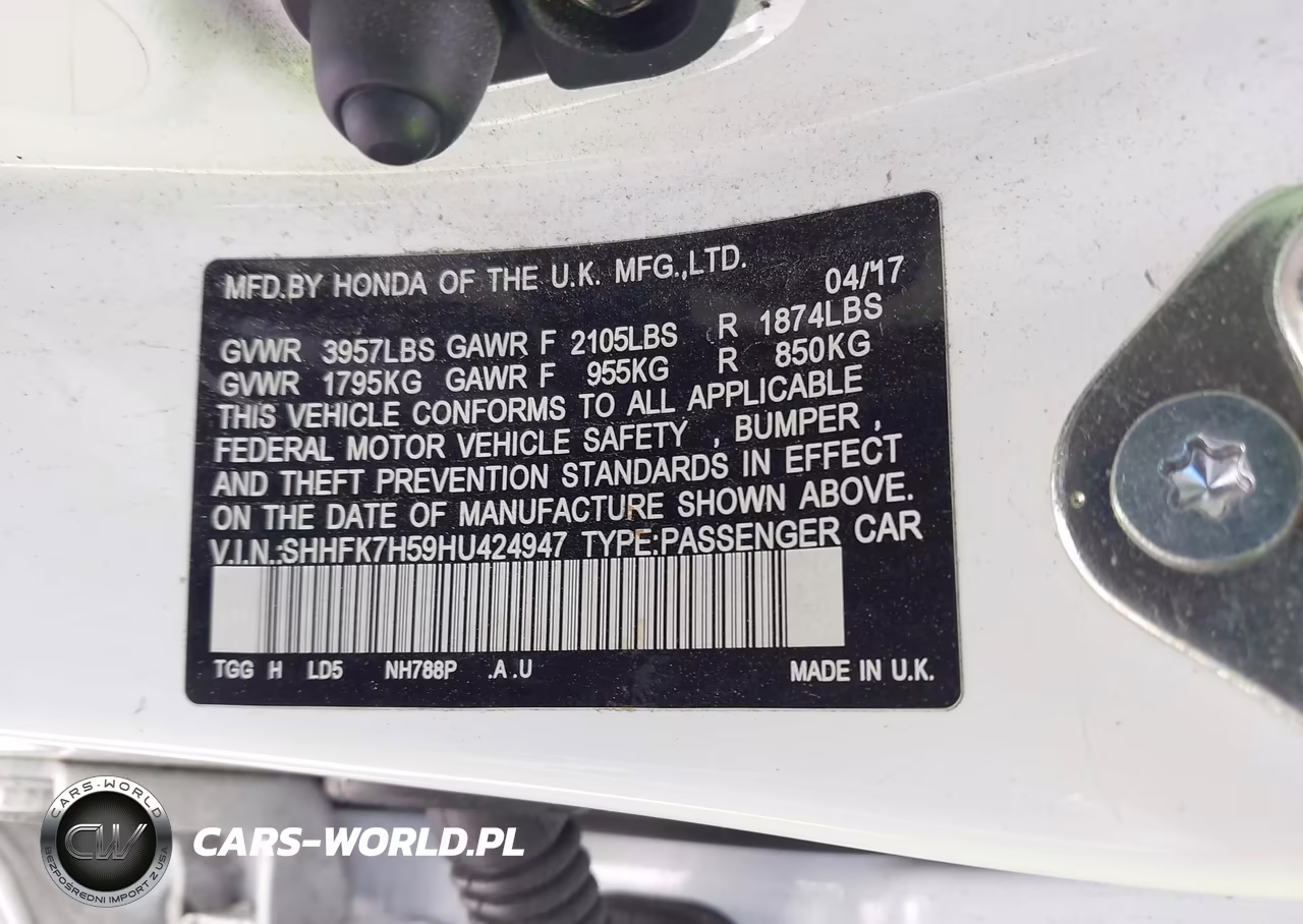 2017 Honda Civic Ex VIN:SHHFK7H59HU424947 - 9