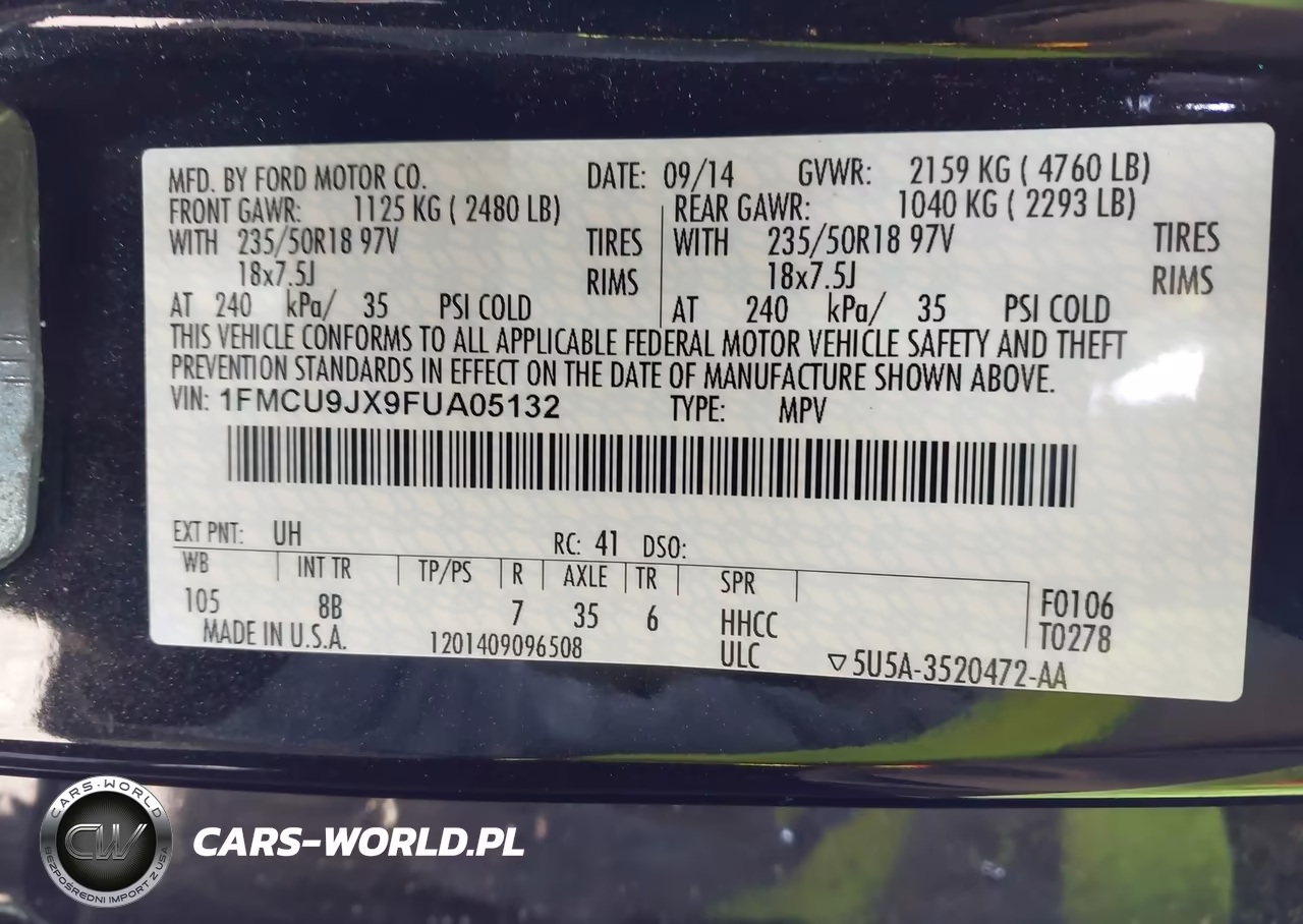2015 Ford Escape Titanium VIN:1FMCU9JX9FUA05132 - 9
