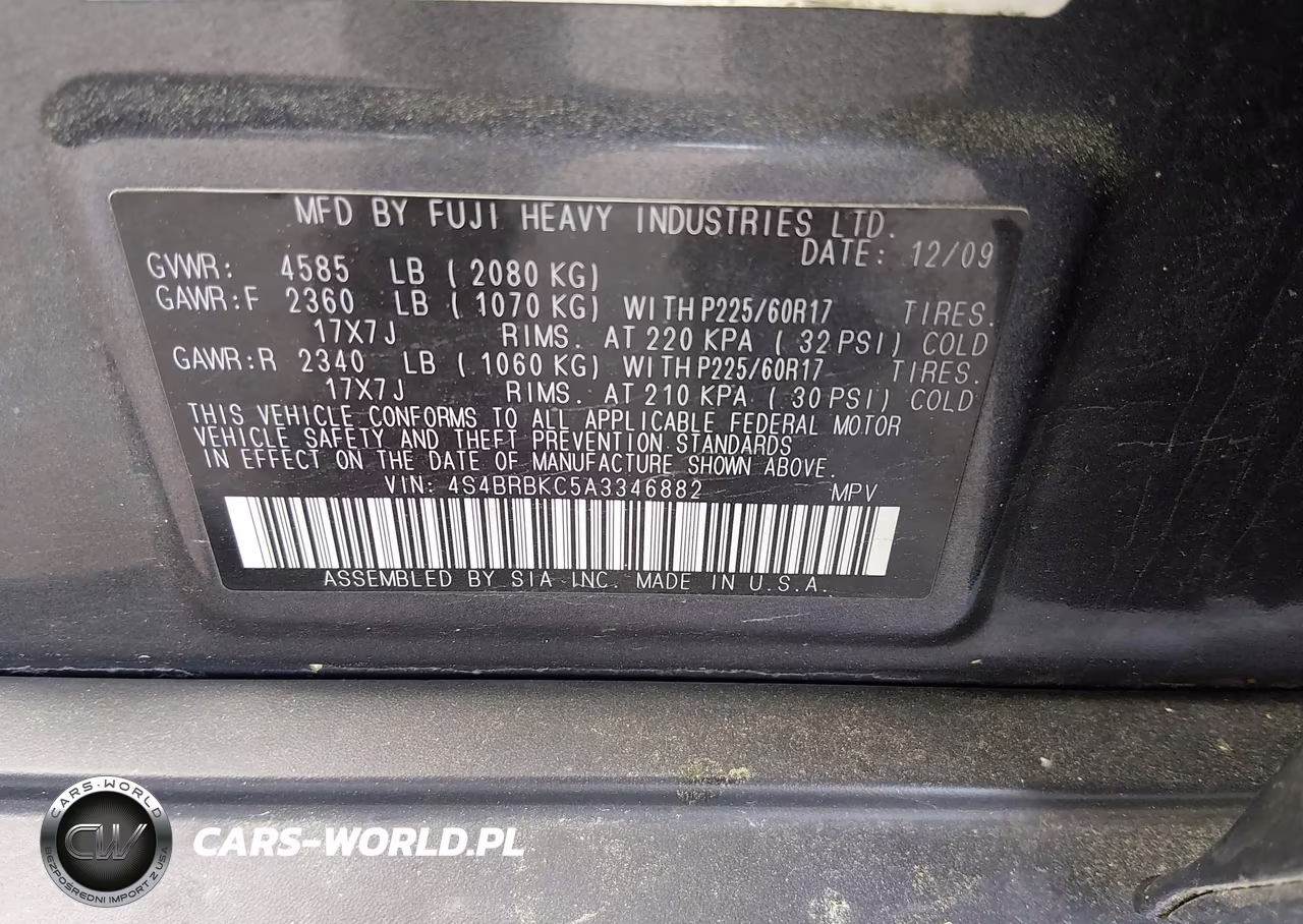 2012 Subaru Outback 2.5I Limited VIN:4S4BRBKC5A3346882 - 9