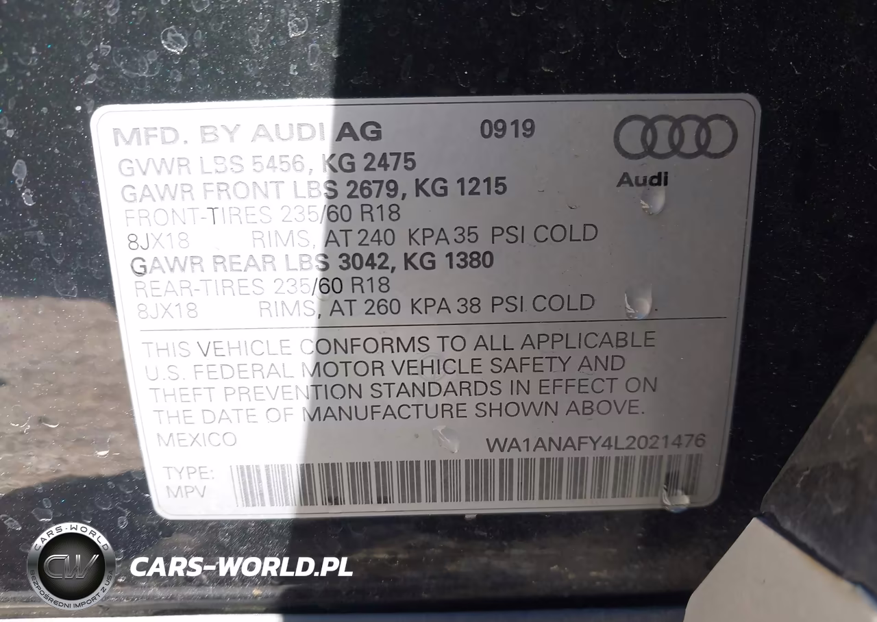 2020 Audi Q5 Premium 45 Tfsi Quattro S Tronic-Titanium Premium 45 Tfsi Quattro S Tronic VIN:WA1ANAFY4L2021476 - 9
