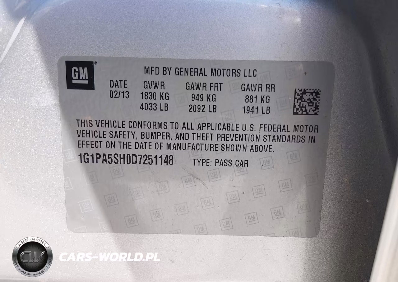 2013 Chevrolet Cruze Ls VIN:1G1PA5SH0D7251148 - 9