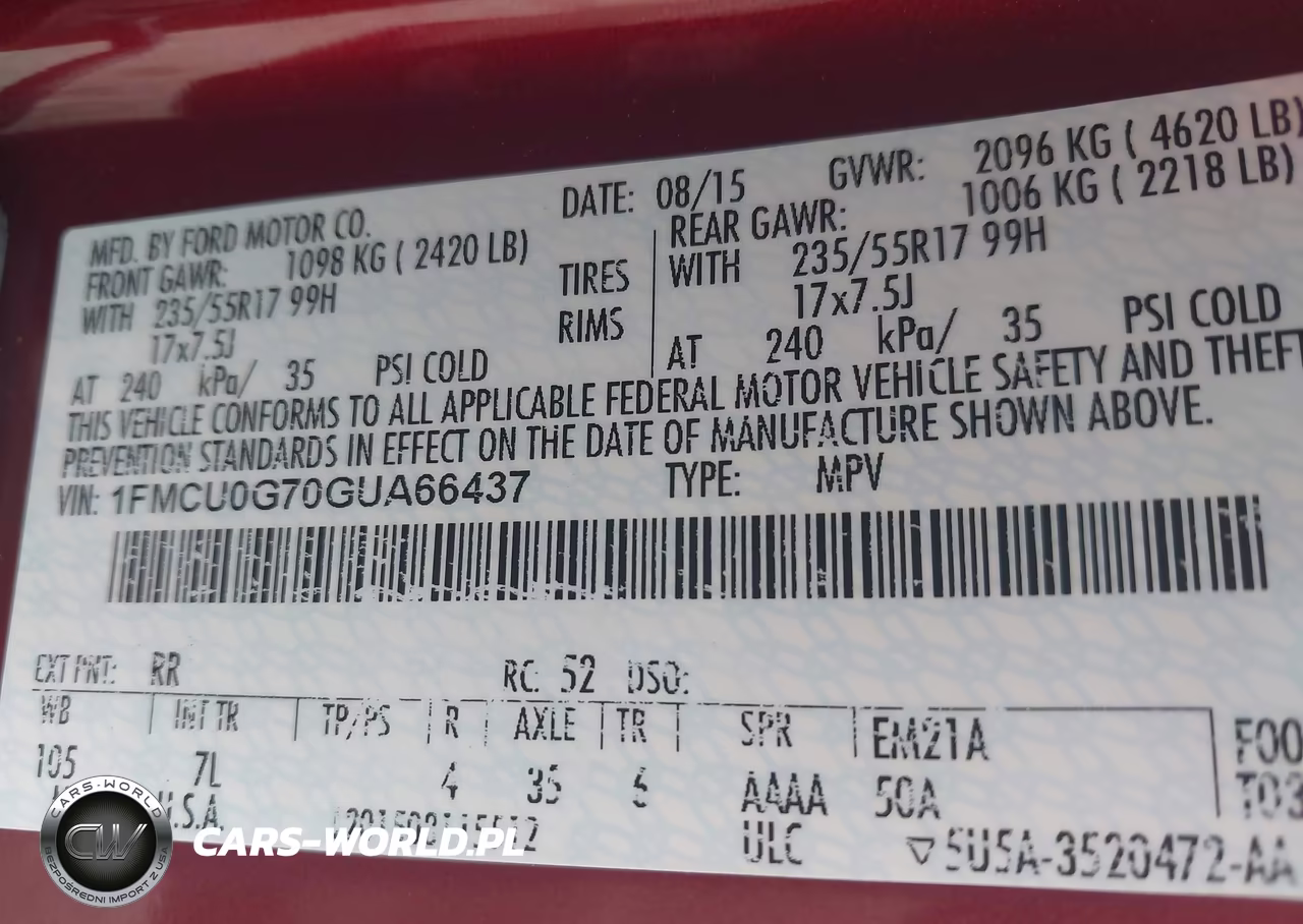 2016 Ford Escape Se VIN:1FMCU0G70GUA66437 - 9