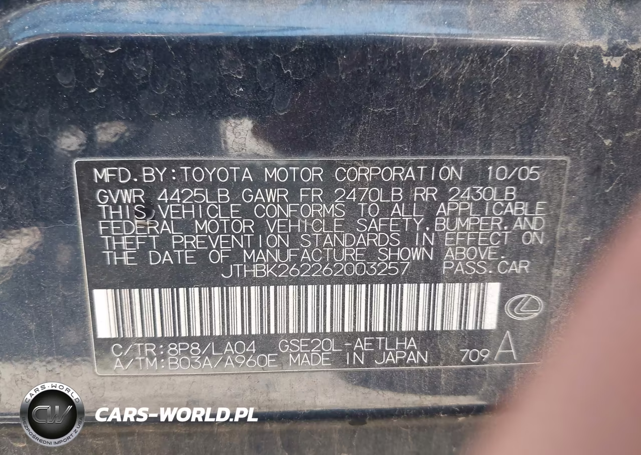 2006 Lexus Is 250 VIN:JTHBK262262003257 - 9