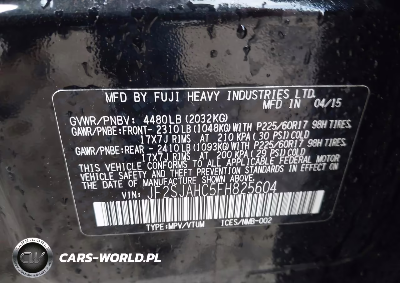 2015 Subaru Forester 2.5I Limited VIN:JF2SJAHC5FH825604 - 9