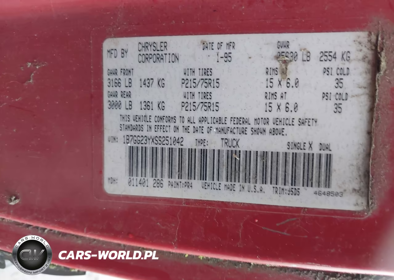 1995 Dodge Dakota VIN:1B7GG23YXSS251042 - 9