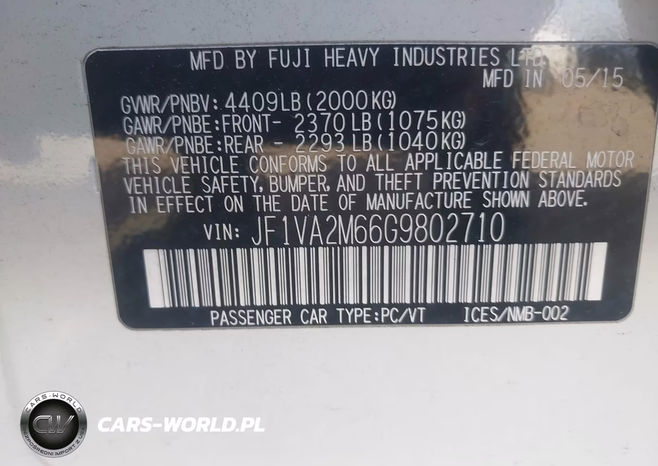 2016 Subaru Wrx Sti VIN:JF1VA2M66G9802710 - 9