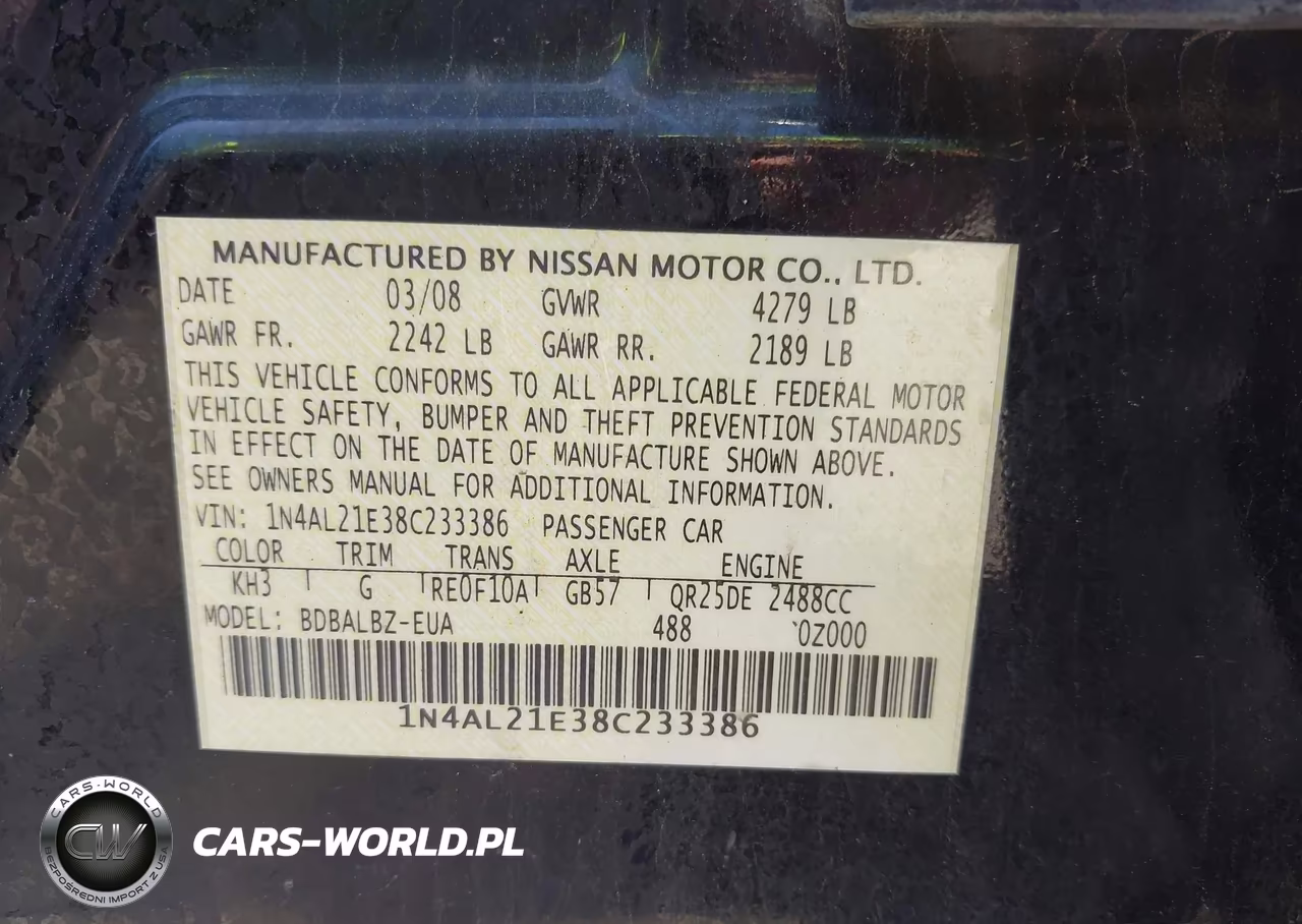 2008 Nissan Altima 2.5 S VIN:1N4AL21E38C233386 - 9