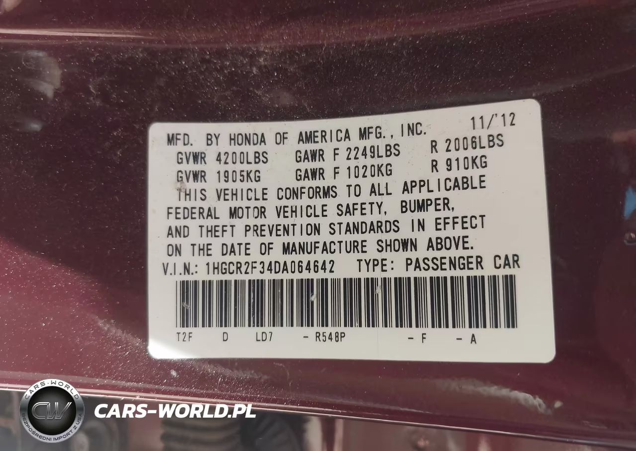 2013 Honda Accord Lx VIN:1HGCR2F34DA064642 - 9