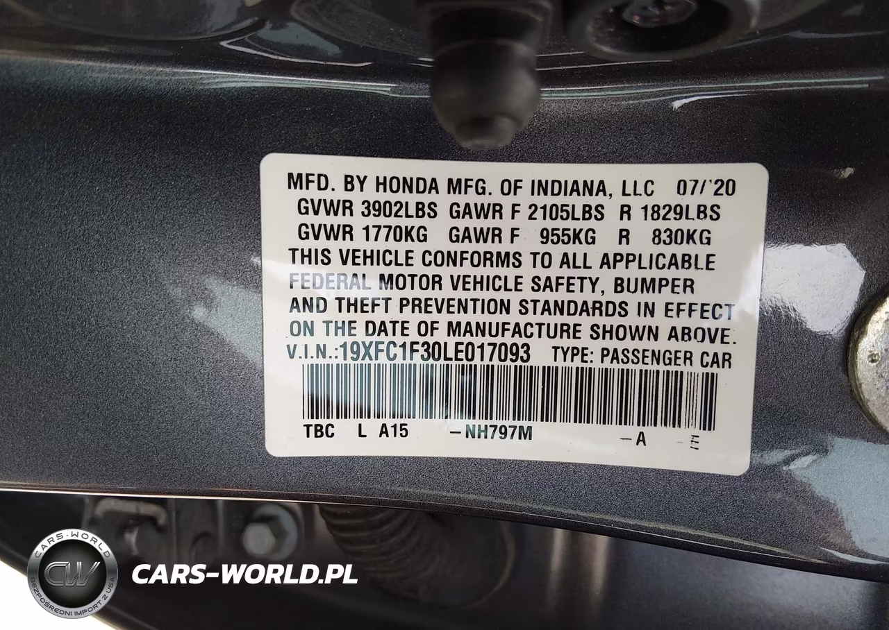 2020 Honda Civic Ex VIN:19XFC1F30LE017093 - 9