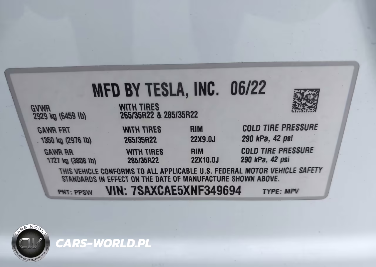 2022 Tesla Model X Dual Motor All-Wheel Drive VIN:7SAXCAE5XNF349694 - 9