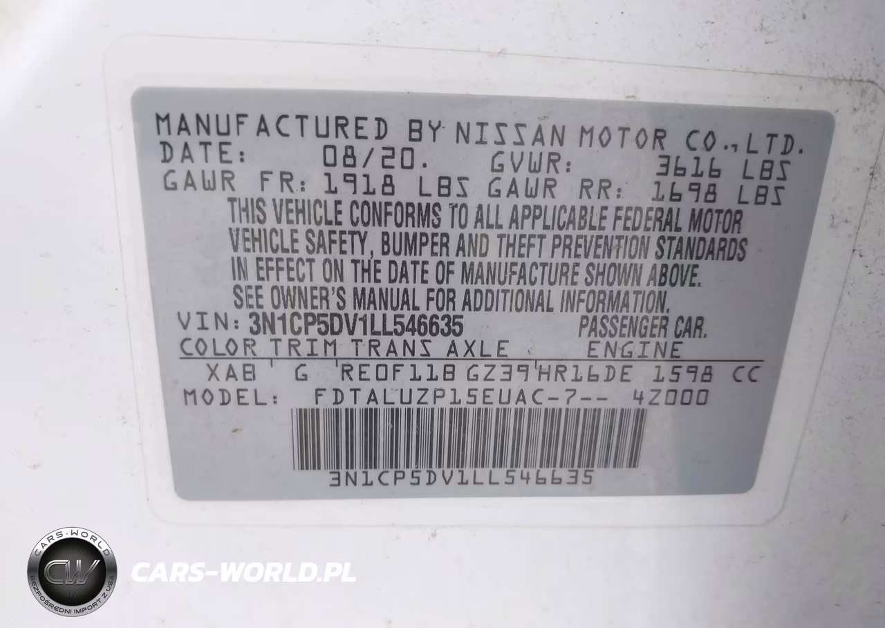 2020 Nissan Kicks Sr Xtronic Cvt VIN:3N1CP5DV1LL546635 - 9