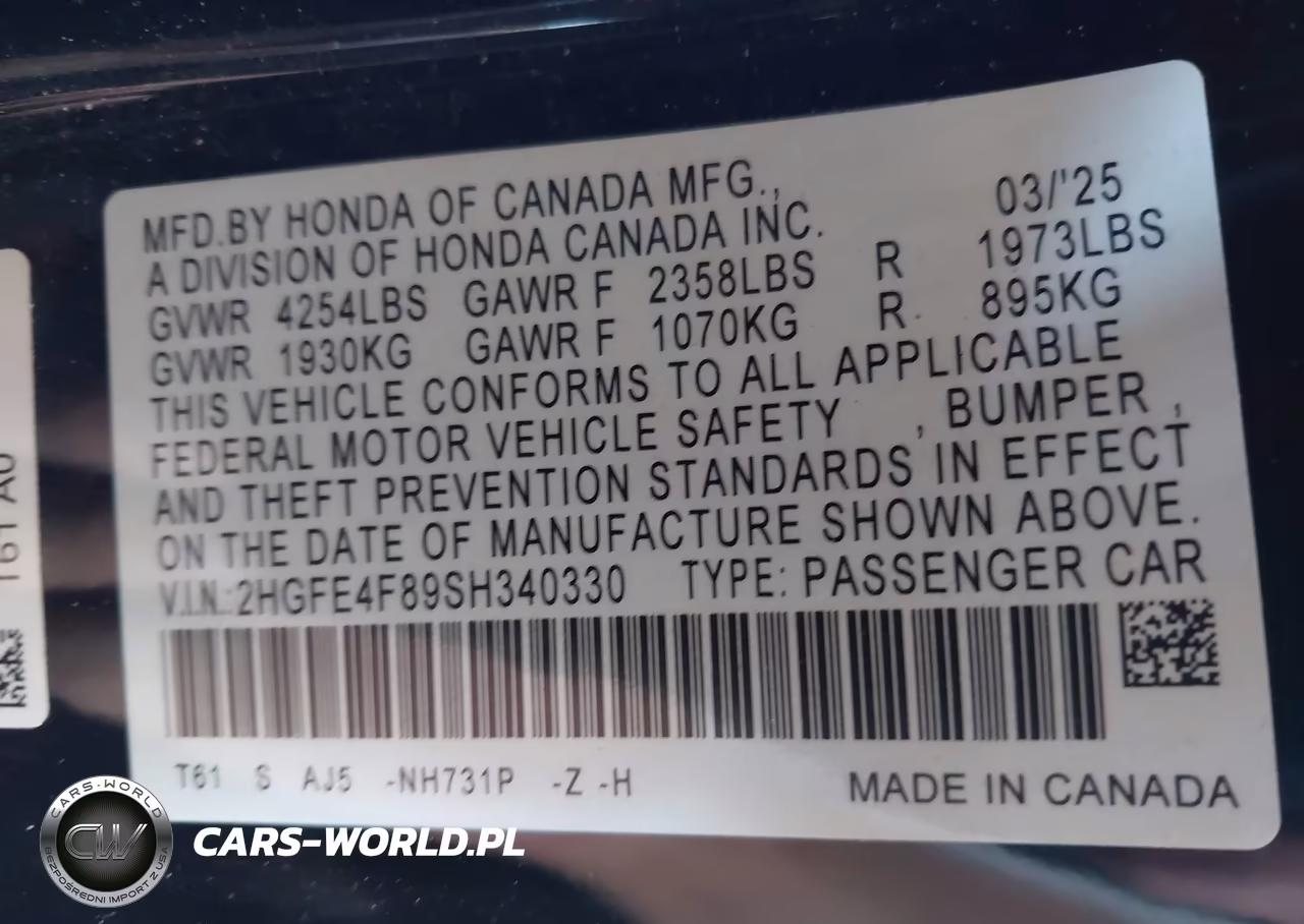 2025 Honda Civic Hybrid Sport-Sport Touring VIN:2HGFE4F89SH340330 - 9