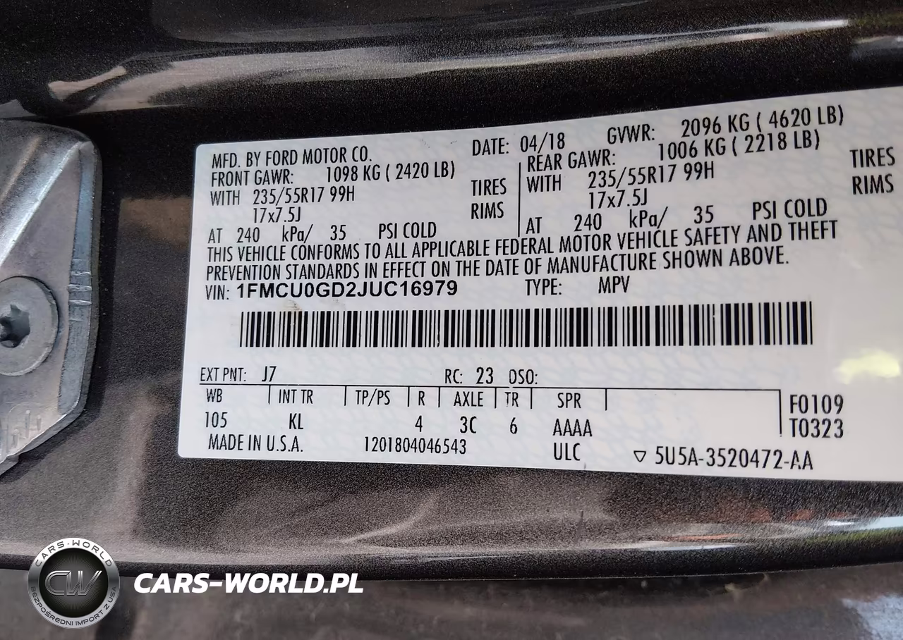2018 Ford Escape Se VIN:1FMCU0GD2JUC16979 - 9