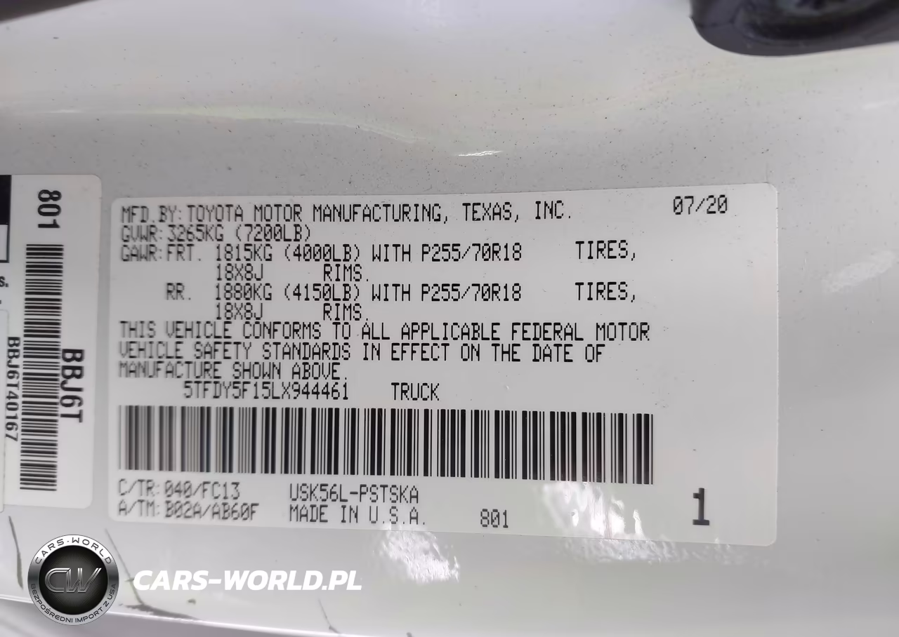 2020 Toyota Tundra Sr5 VIN:5TFDY5F15LX944461 - 9