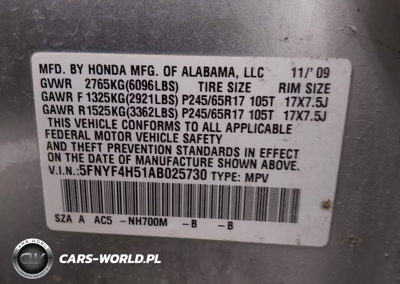 2010 Honda Pilot Ex-L VIN:5FNYF4H51AB025730 - 9
