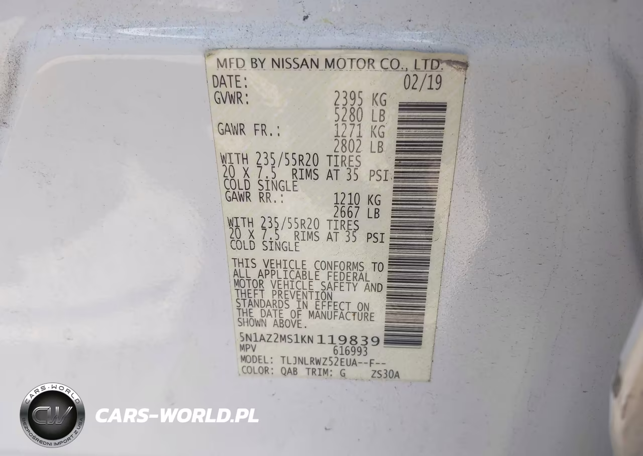 2019 Nissan Murano Sl VIN:5N1AZ2MS1KN119839 - 9