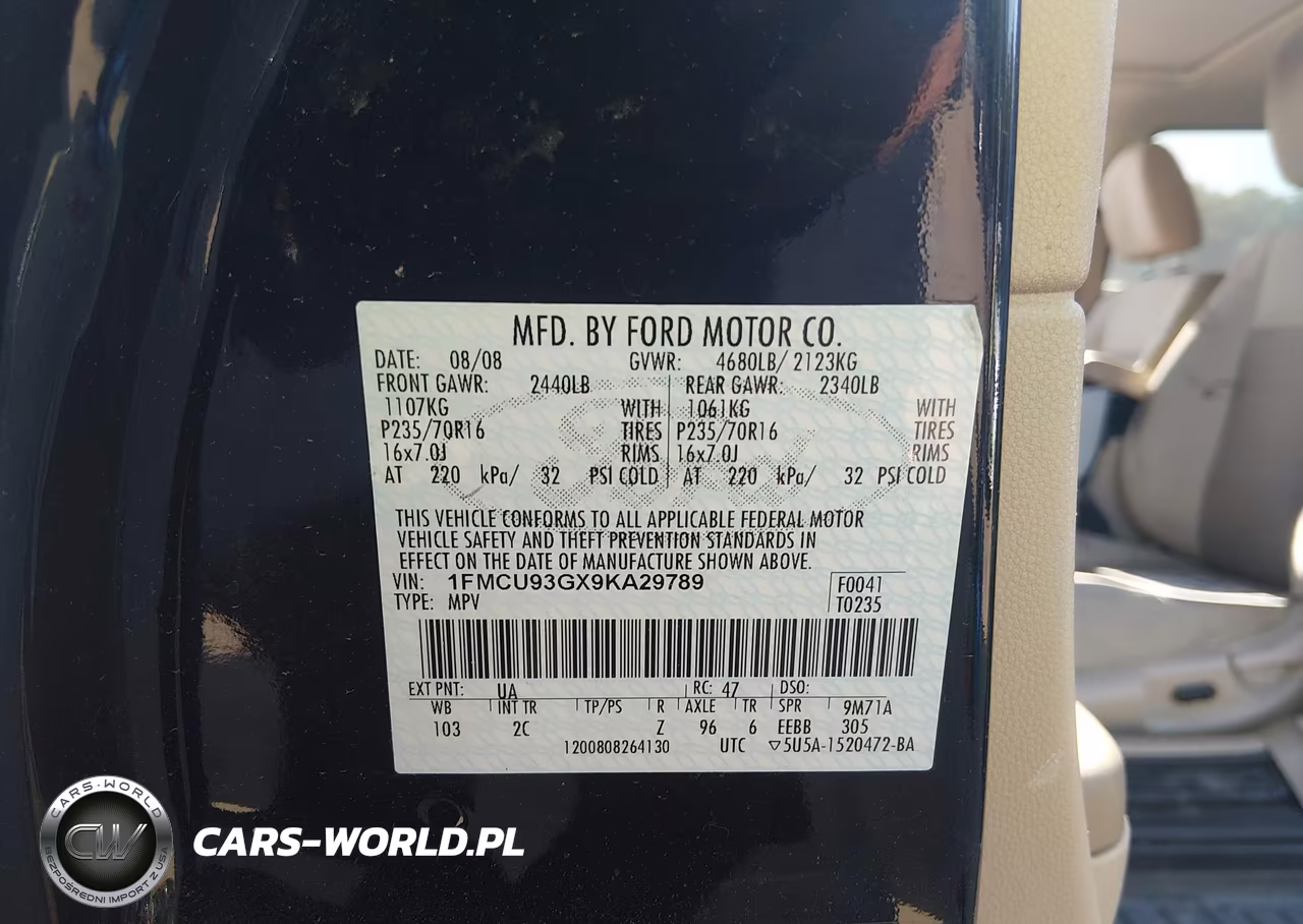 2009 Ford Escape Xlt VIN:1FMCU93GX9KA29789 - 9