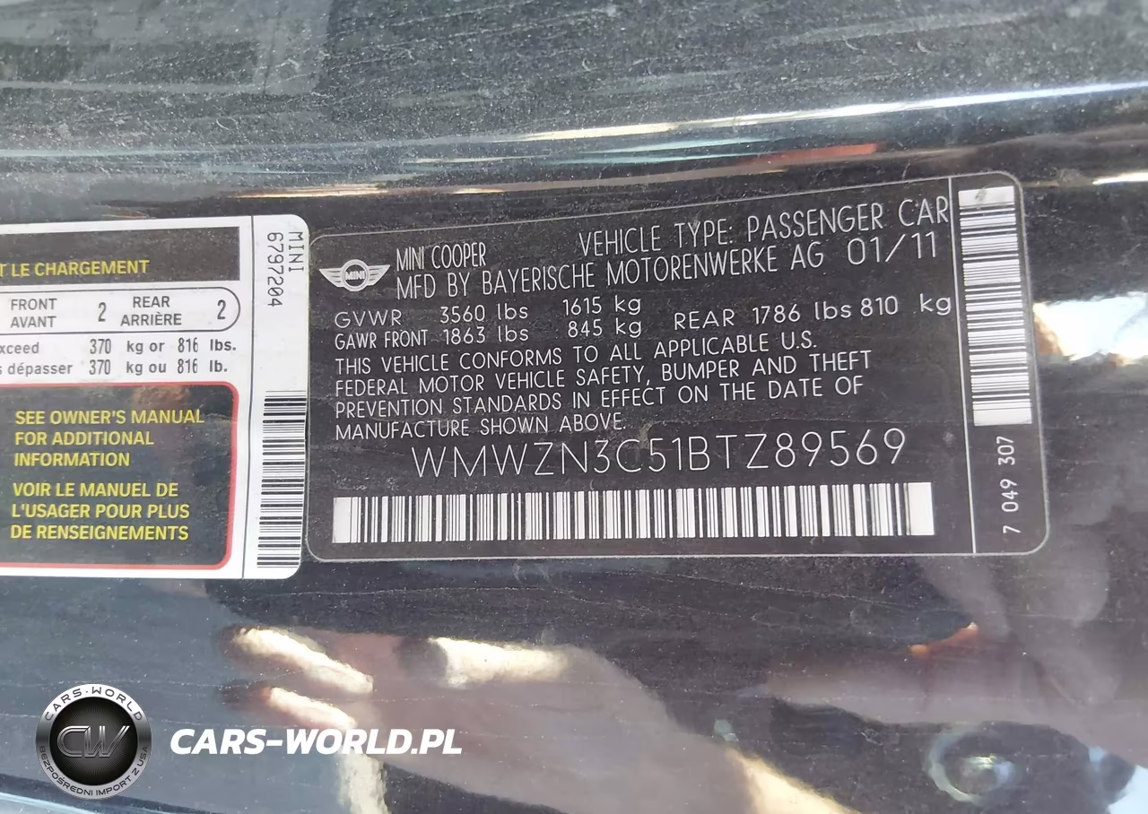 2011 Mini Cooper VIN:WMWZN3C51BTZ89569 - 9