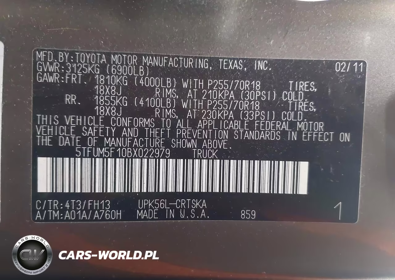 2011 Toyota Tundra Grade 4.6L V8 VIN:5TFUM5F10BX022979 - 9