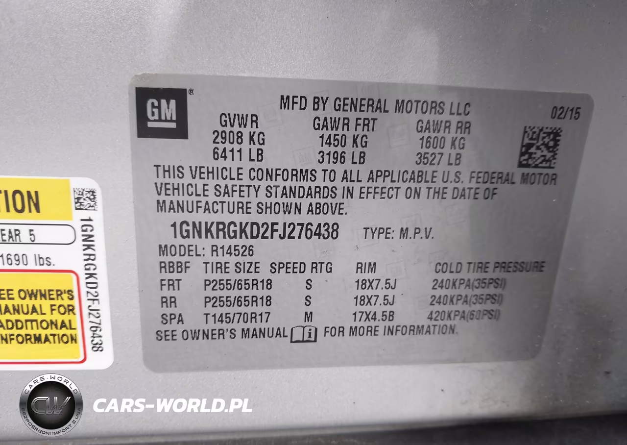 2015 Chevrolet Traverse 1Lt VIN:1GNKRGKD2FJ276438 - 9