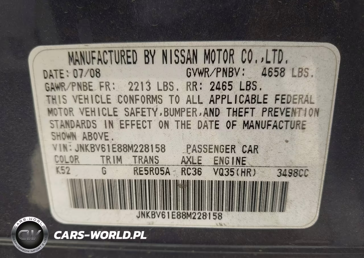 2008 Infiniti G35 Journey VIN:JNKBV61E88M228158 - 9