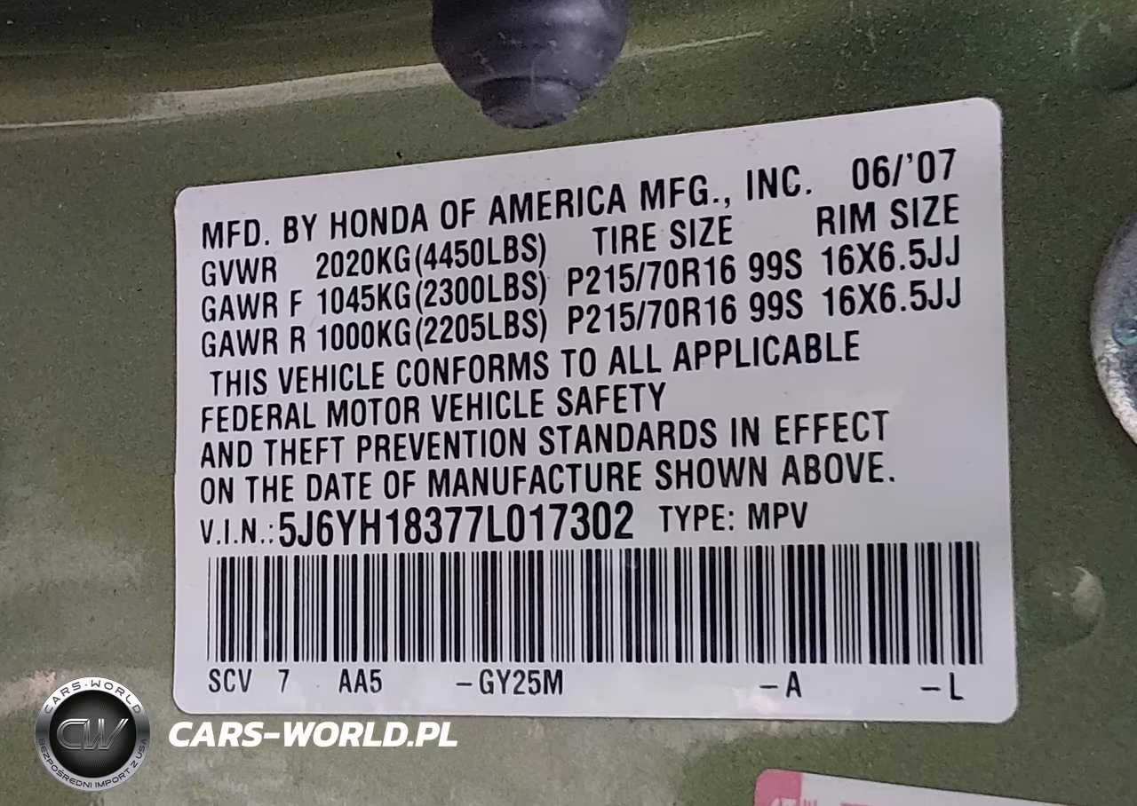 2007 Honda Element Lx VIN:5J6YH18377L017302 - 9