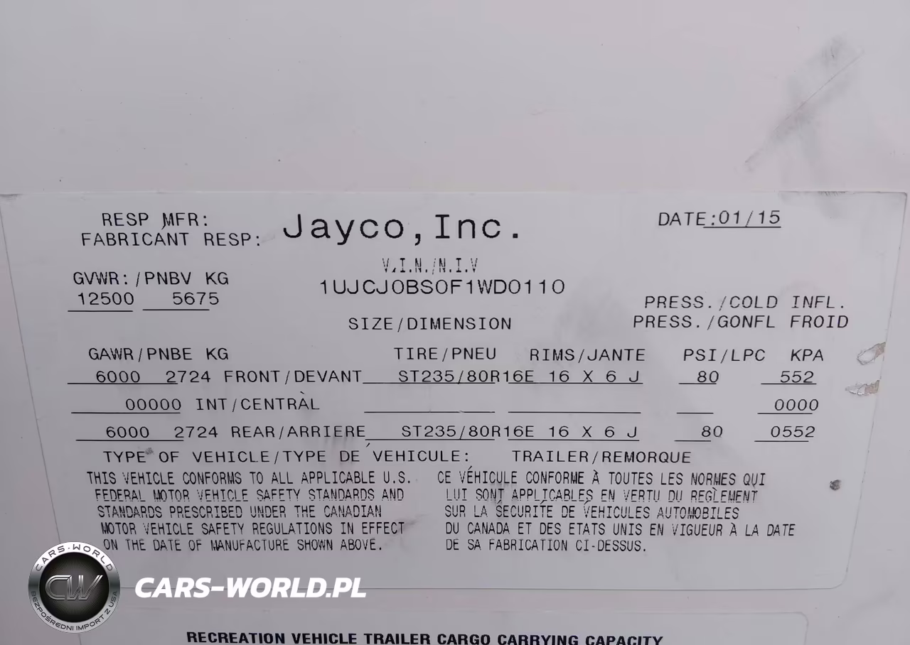 2015 Jayco Other VIN:1UJCJ0BS0F1WD0110 - 9