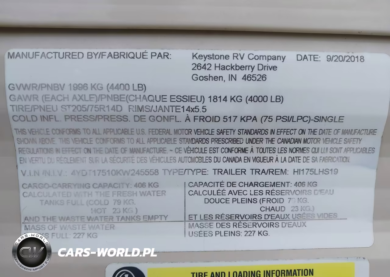 2019 Keystone Hide Out VIN:4YDT17510KW245558 - 9