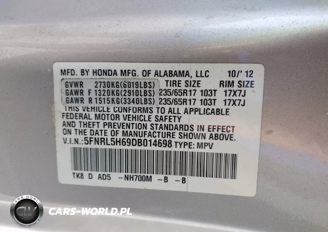 2013 Honda Odyssey Ex-L VIN:5FNRL5H69DB014698 - 9