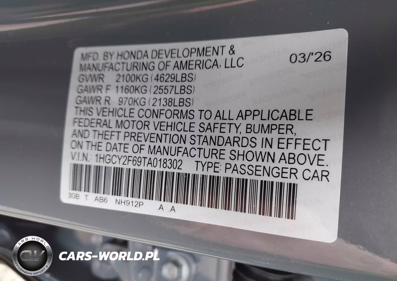 2026 Honda Accord Hybrid Ex-L VIN:1HGCY2F69TA018302 - 9