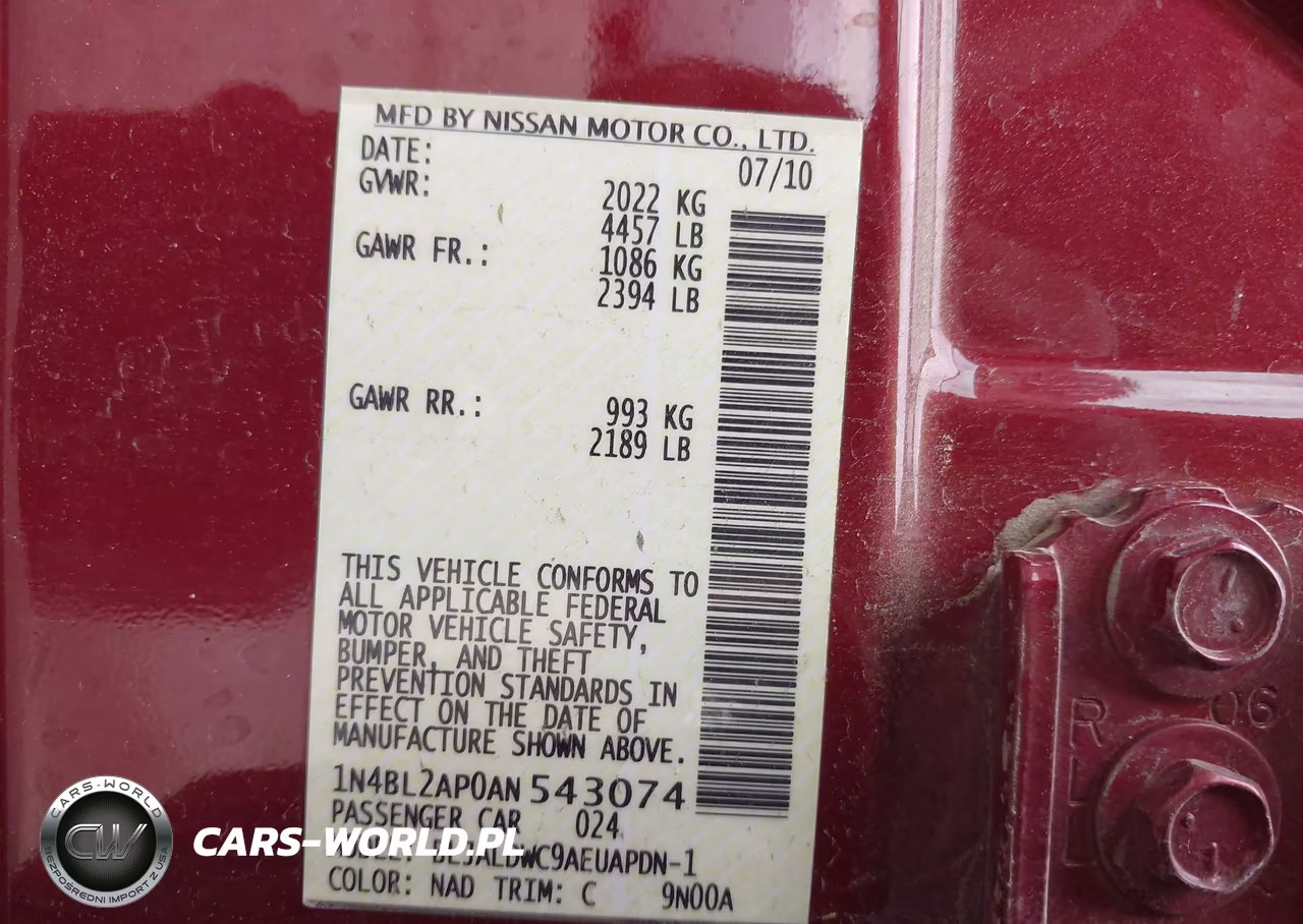 2010 Nissan Altima 3.5 Sr VIN:1N4BL2AP0AN543074 - 9