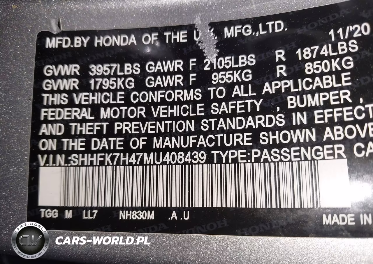 2021 Honda Civic Sport VIN:SHHFK7H47MU408439 - 9