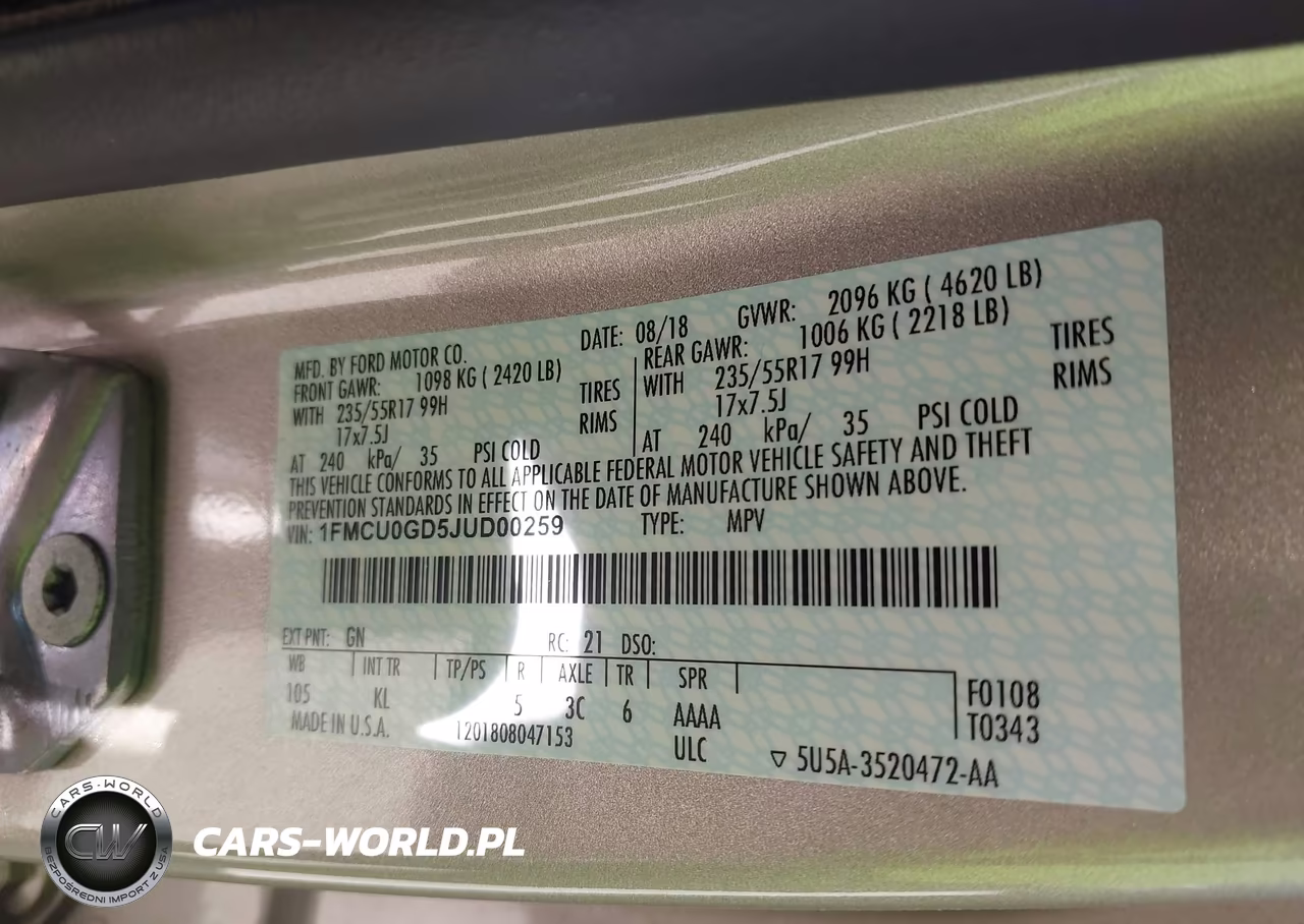 2018 Ford Escape Se VIN:1FMCU0GD5JUD00259 - 9