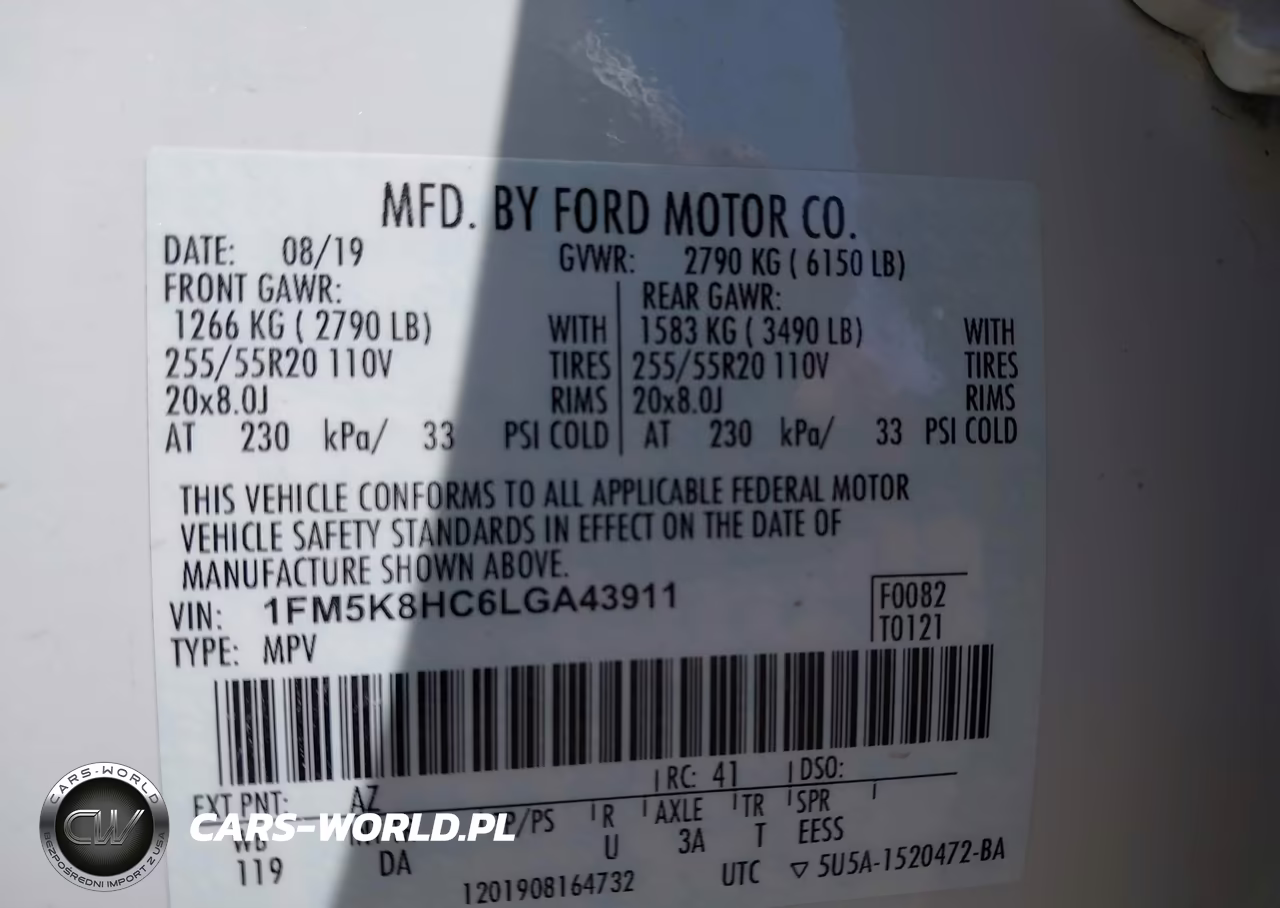 2020 Ford Explorer Platinum VIN:1FM5K8HC6LGA43911 - 9