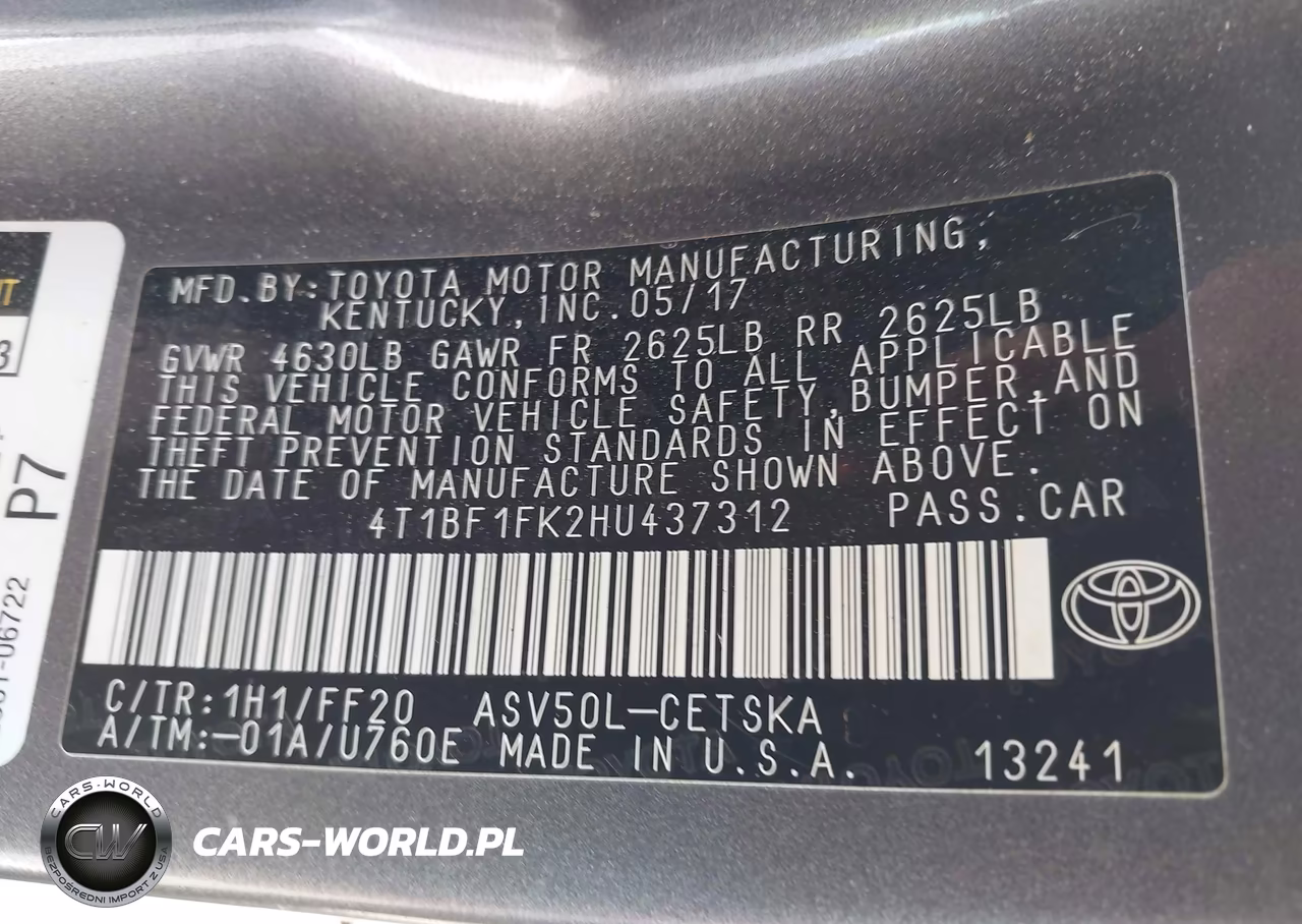 2017 Toyota Camry Se VIN:4T1BF1FK2HU437312 - 9