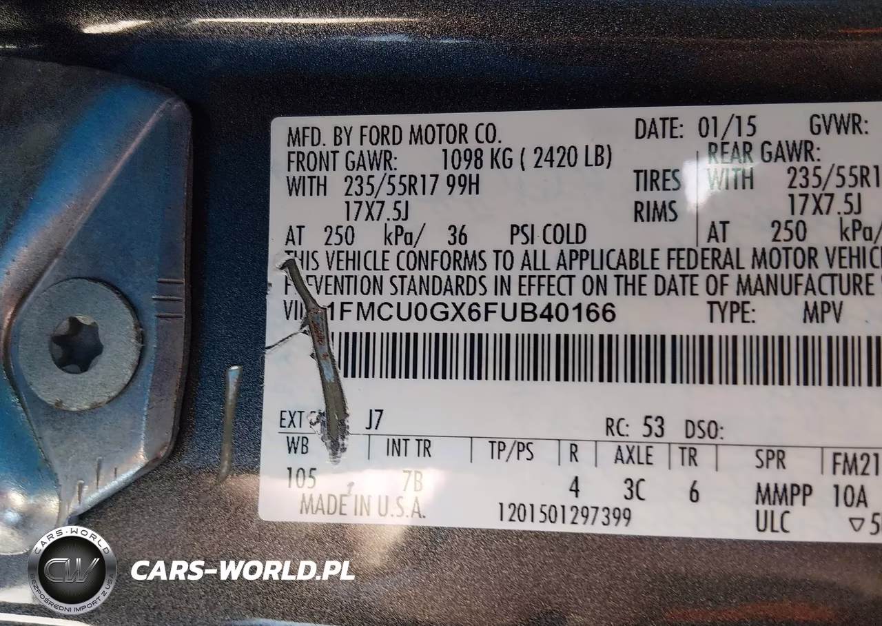 2015 Ford Escape Se VIN:1FMCU0GX6FUB40166 - 9