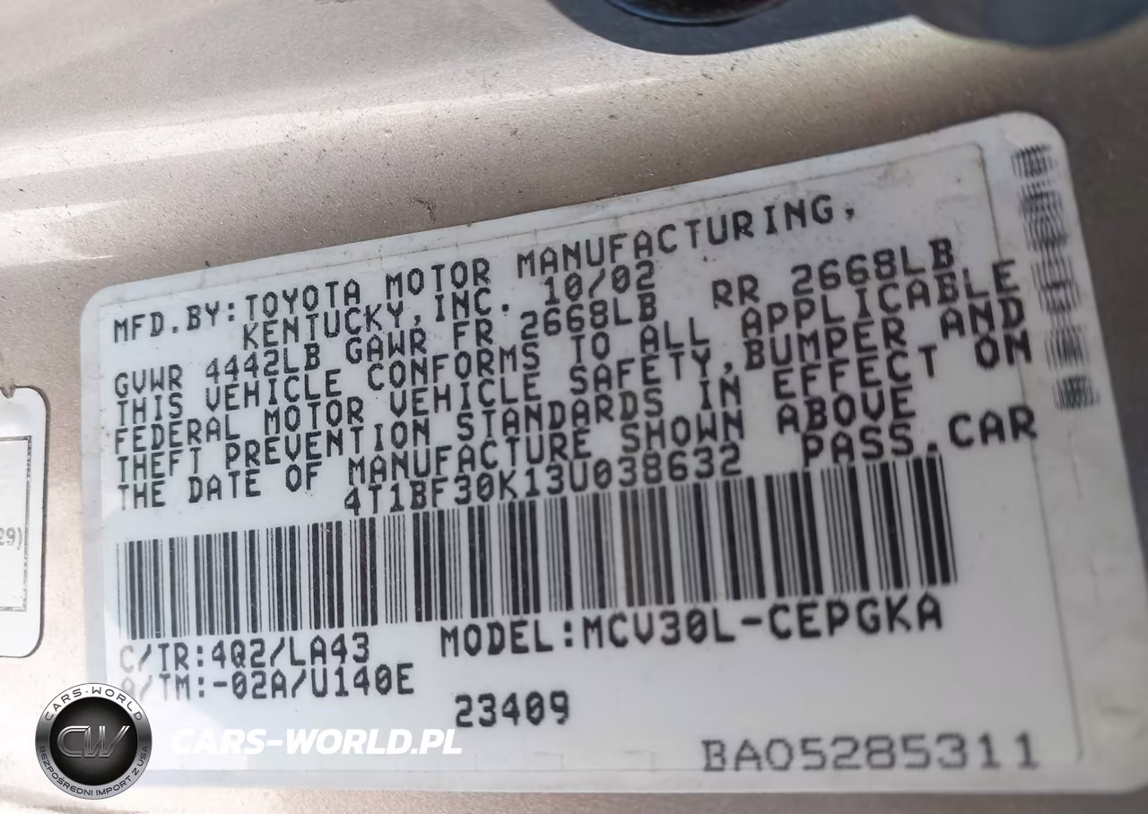 2003 Toyota Camry Xle V6 VIN:4T1BF30K13U038632 - 9