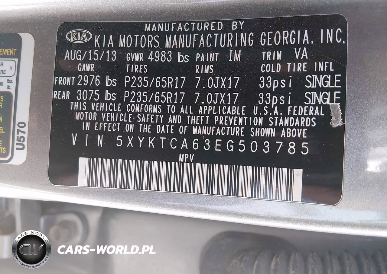 2014 Kia Sorento Lx VIN:5XYKTCA63EG503785 - 9