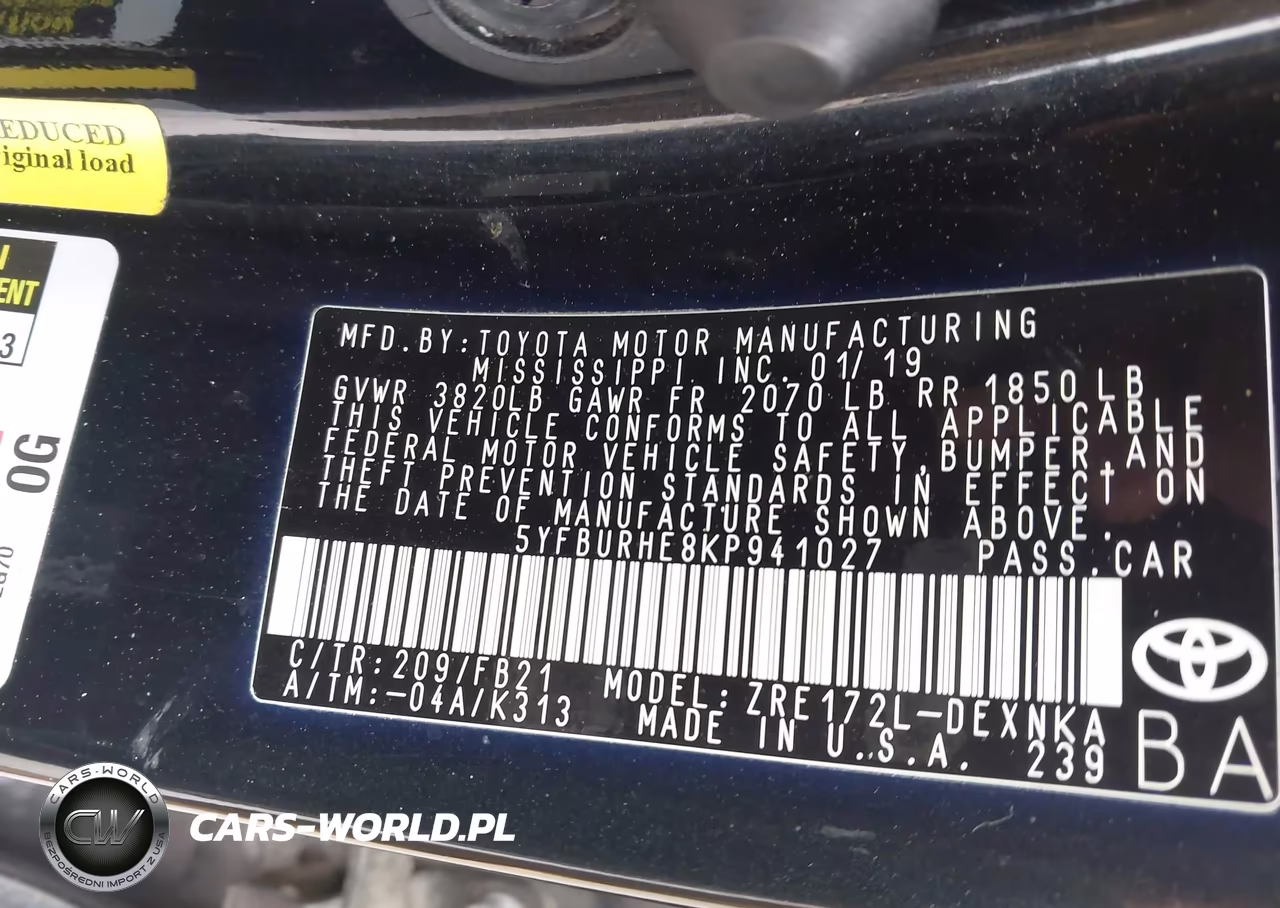 2019 Toyota Corolla Le VIN:5YFBURHE8KP941027 - 9