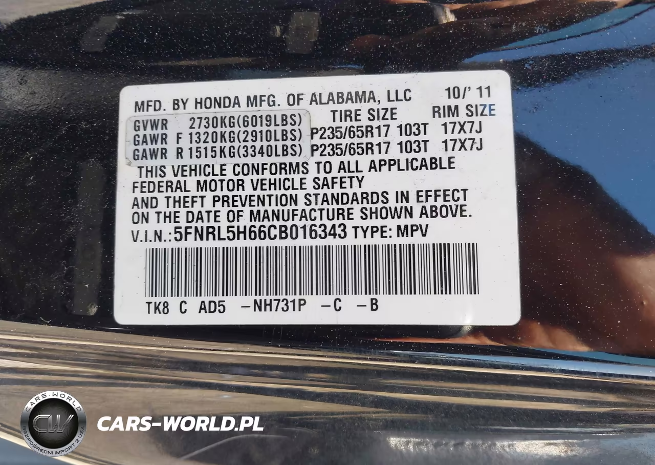 2012 Honda Odyssey Ex-L VIN:5FNRL5H66CB016343 - 9
