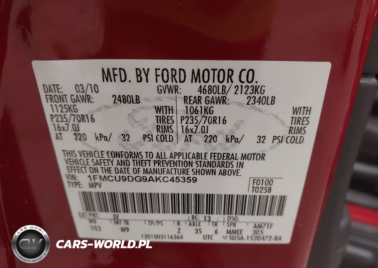 2010 Ford Escape Xlt VIN:1FMCU9DG9AKC45359 - 9
