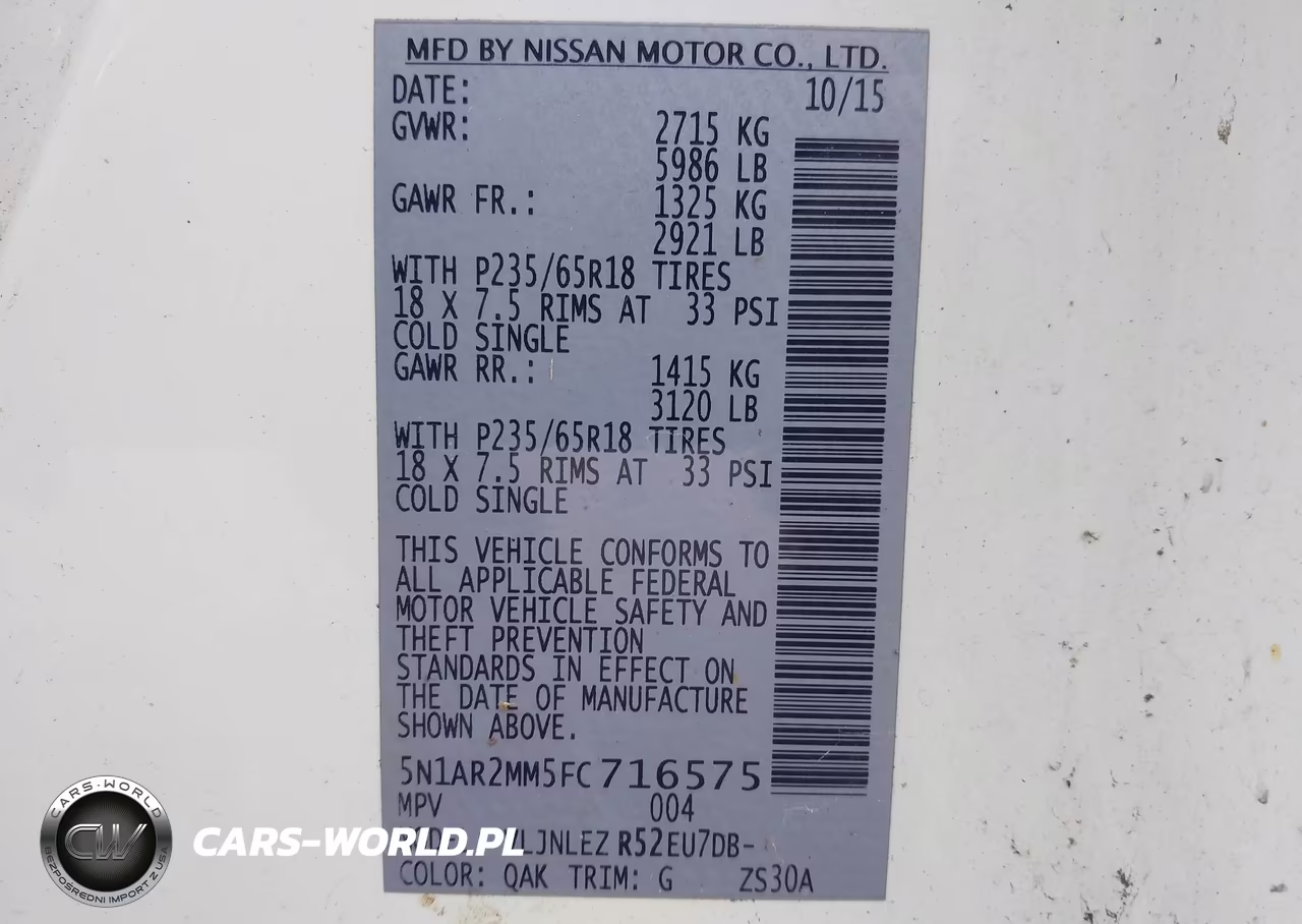 2015 Nissan Pathfinder Sv VIN:5N1AR2MM5FC716575 - 9