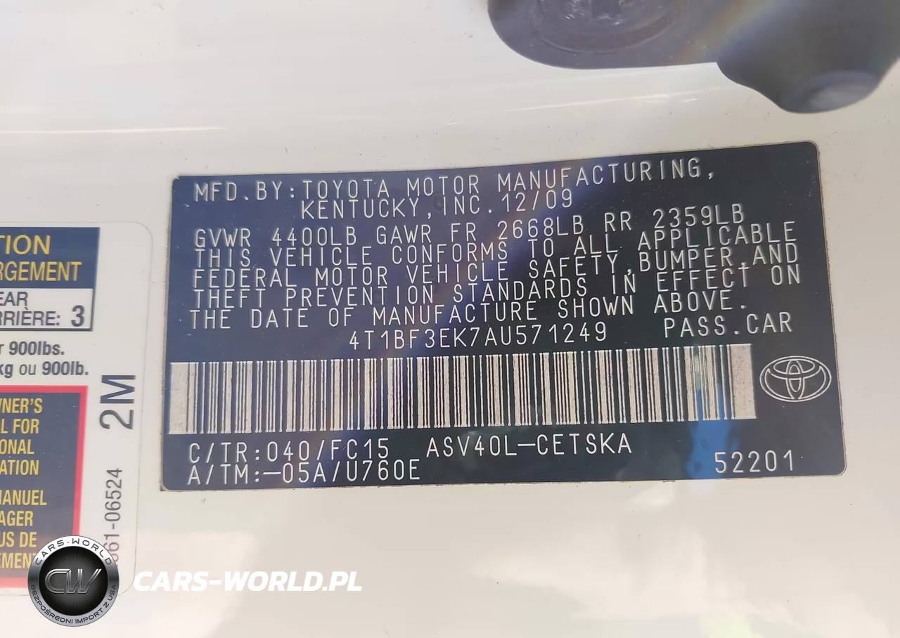 2010 Toyota Camry Se VIN:4T1BF3EK7AU571249 - 9