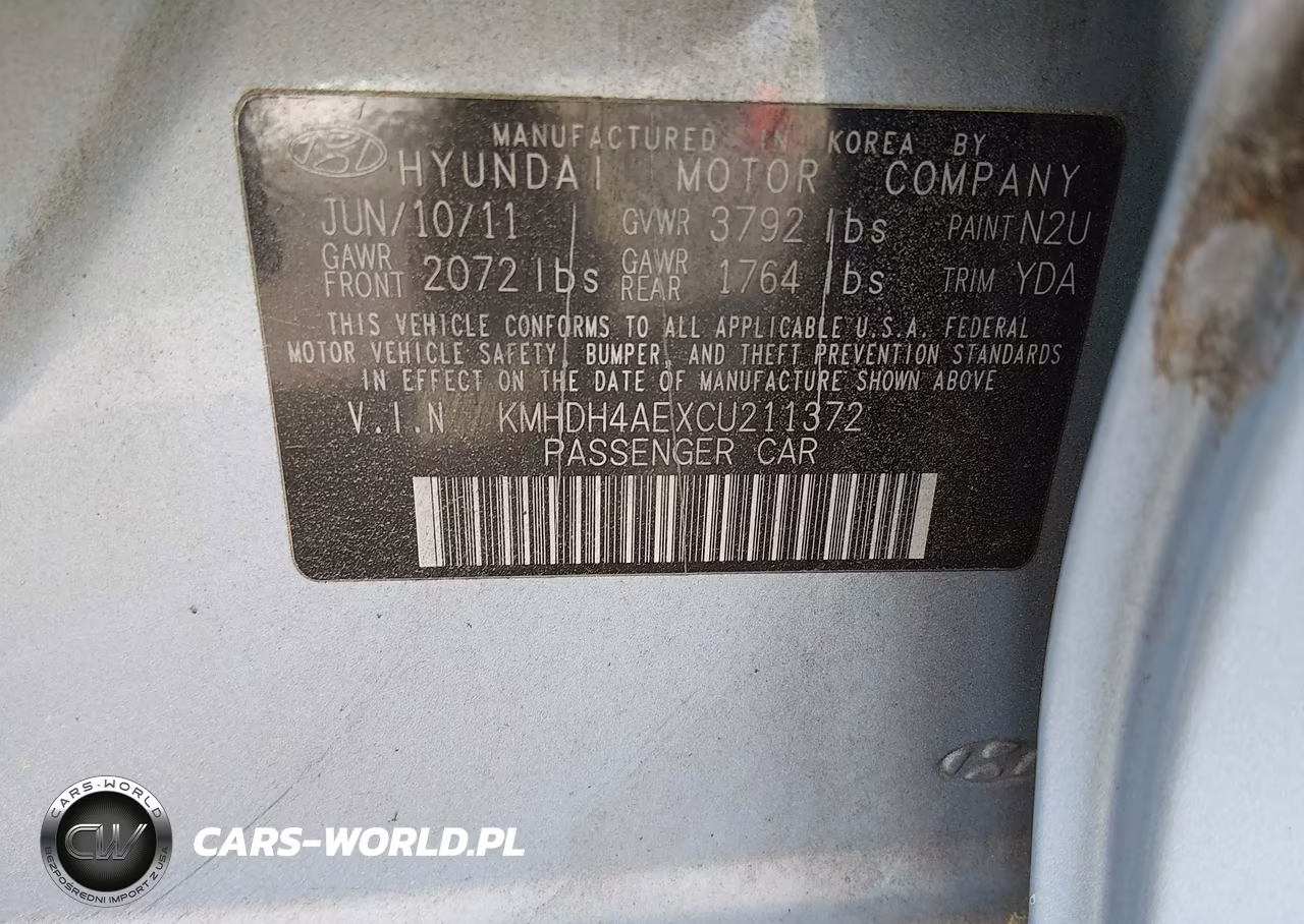 2012 Hyundai Elantra Limited (Ulsan Plant) VIN:KMHDH4AEXCU211372 - 9